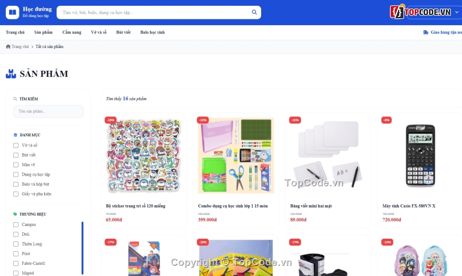 học tập,đồ án học tập,Website bán đồ dùng